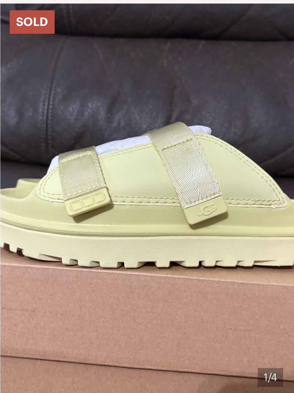 UGG Kids Lemon Yellow Dual-Strap Slide Sandals - Picture 3 of 6